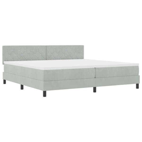 Bäddfjäder med madrass Ljusgrå 200 x 200 cm Sammet