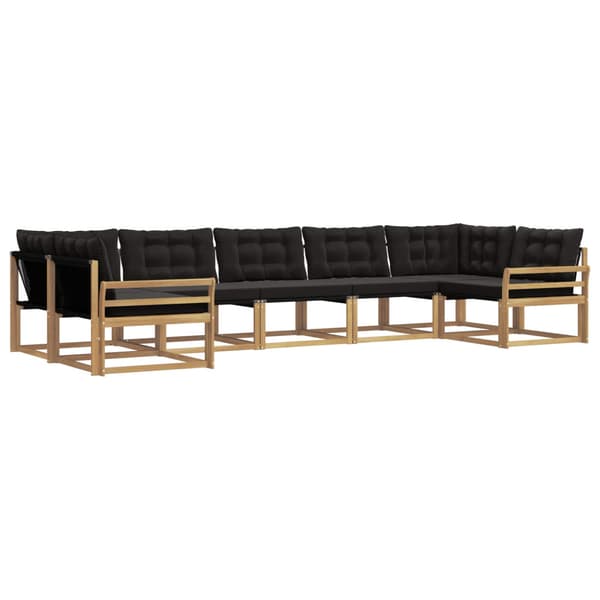 Utomhussoffset med kudde 7 pcs Vit och svart