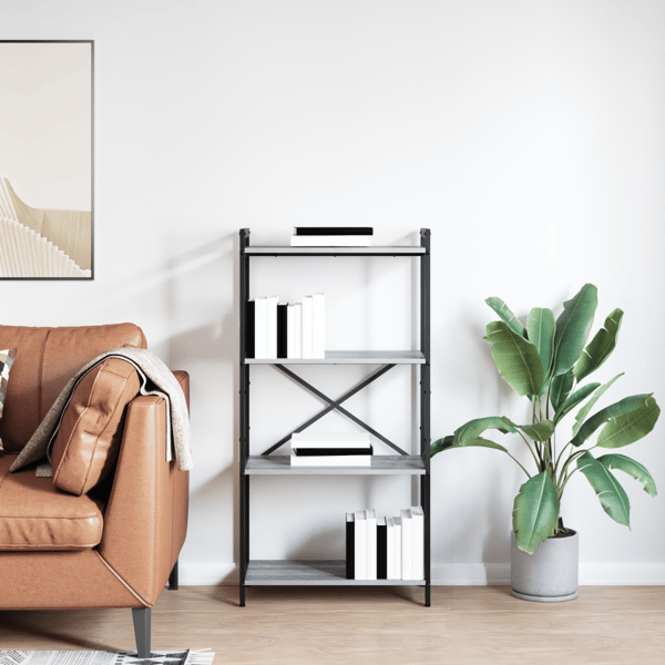 Hyllsystem Grå sonoma 60 x 30 x 120 cm Konstruerat trä