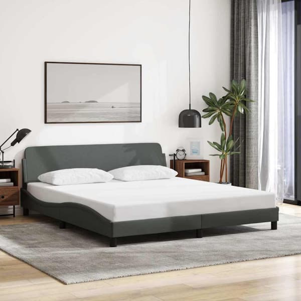 Bed Frame "Dover" Dark Grey 183x213 cm Fabric
