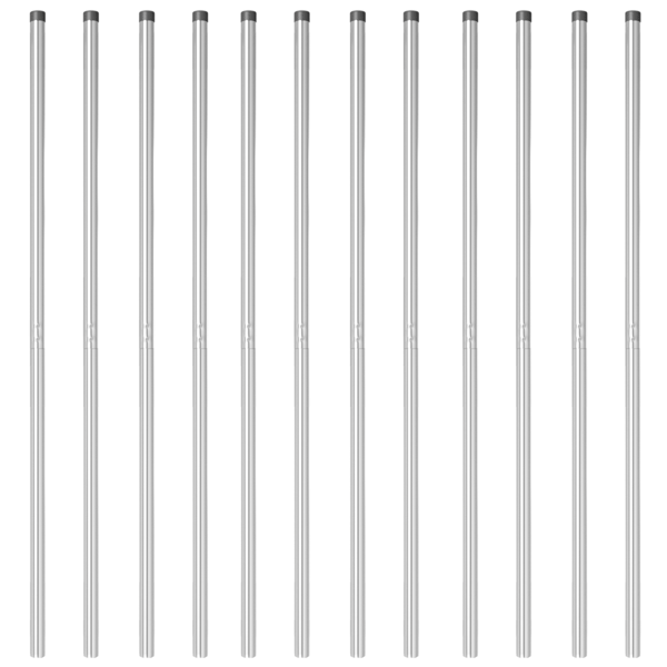 Stängselstolpe 12 pcs Silver Pulverlackerad stål