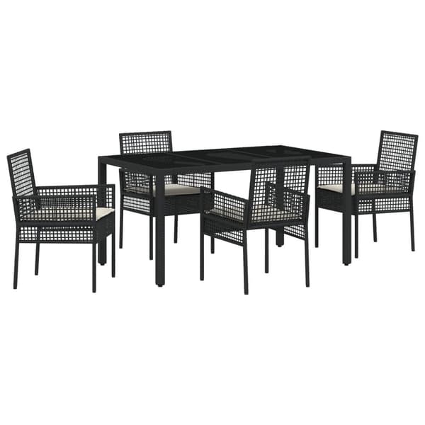 Trädgårdsmöbelset 5 pcs Svart konstrotting