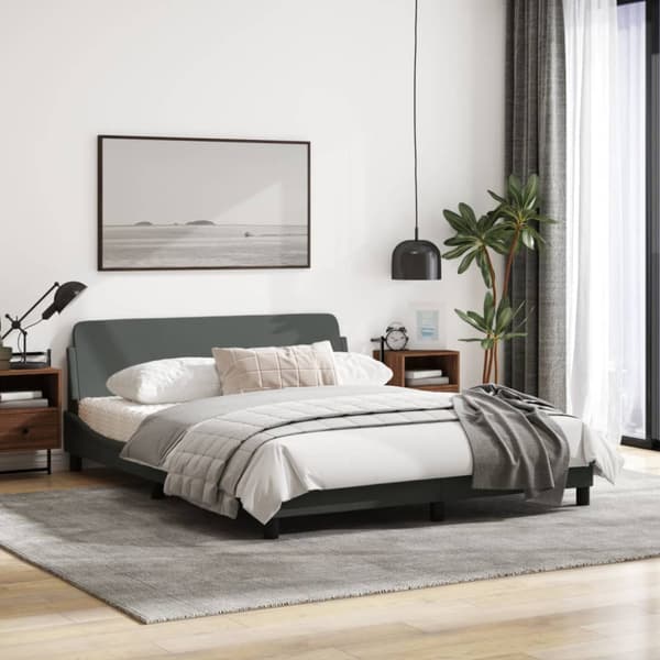 Bed Frame "Dover" Dark Grey 160x200 cm Fabric
