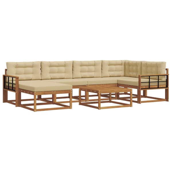 Utomhussoffset med kudde 7 pcs Naturlig och Beige