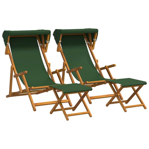 Deck Chair 4 st 3 Position Massiv Eukalyptus Trä Grön