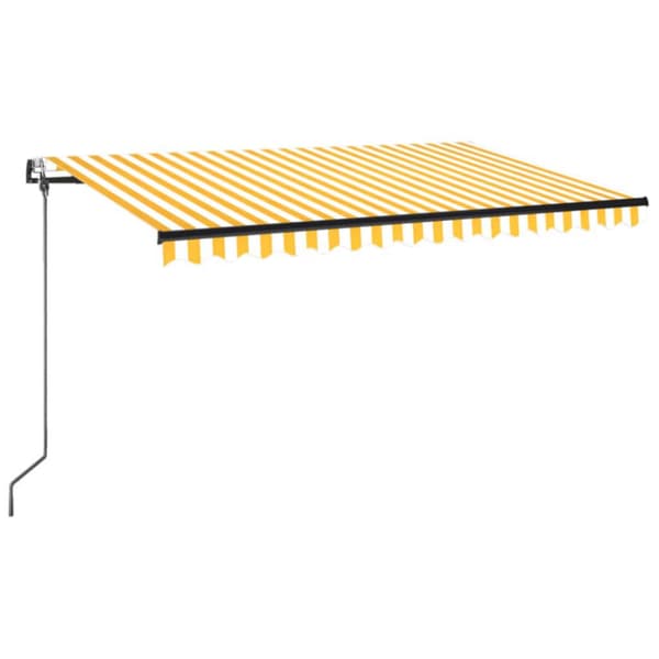 Automatisk markis med vindsensor & LED 450x350 cm gul/vit