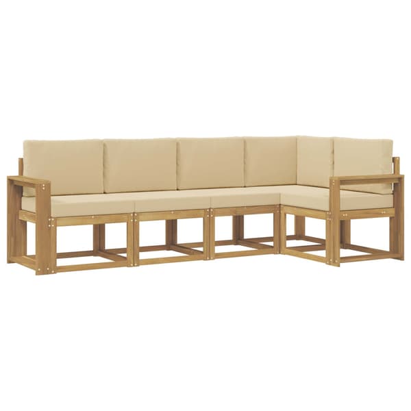 Utomhussoffset med kudde 5 pcs Vit och Beige