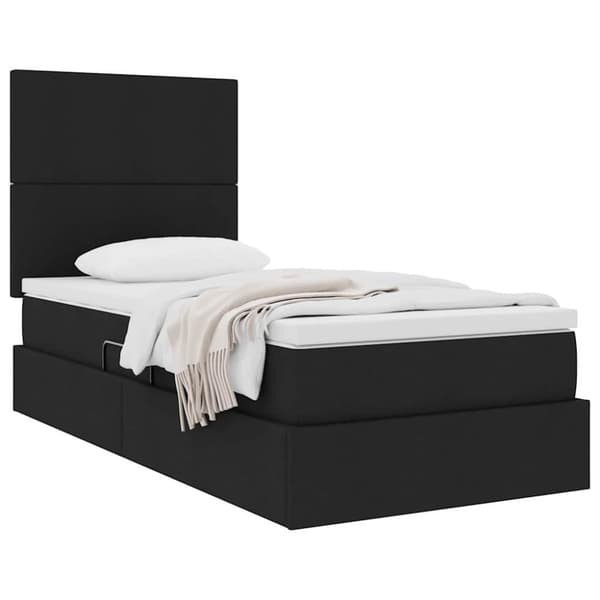 Förvaringssäng med madrass Svart 90 x 190 cm Polyester