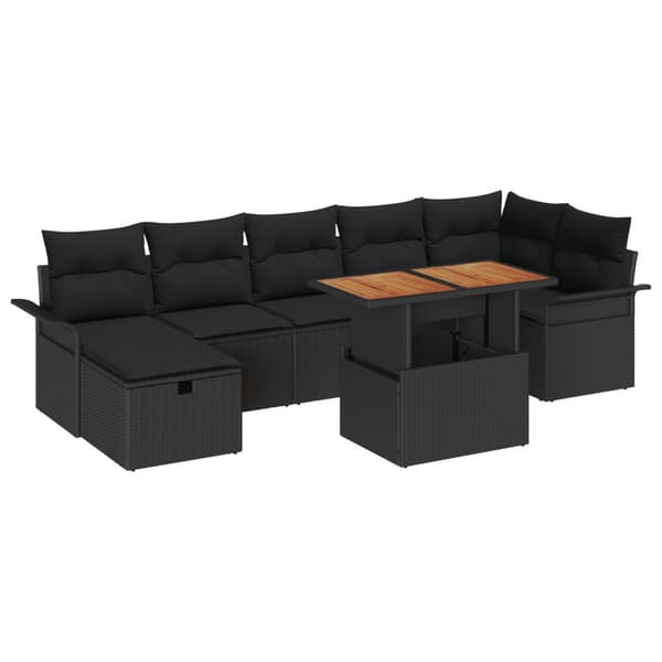 Trädgårdsoffset 8 pcs Svart konstrotting