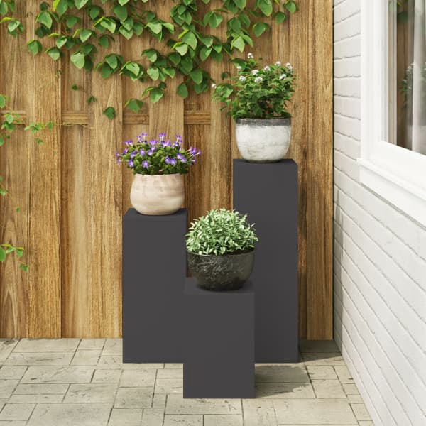 Växtställ 3 pcs Svart Stål