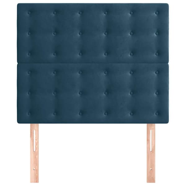 Sänggavel mörkblå 100x5x118/128 cm sammet