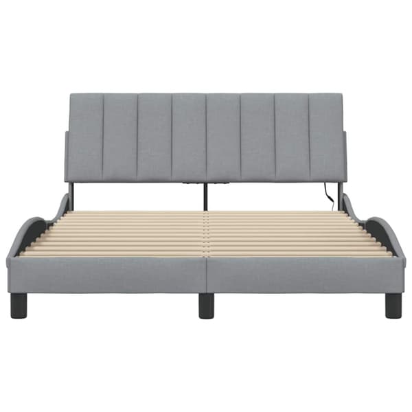 Bed Frame without Mattress "Hanko" Light Grey 140x190cm Fabric