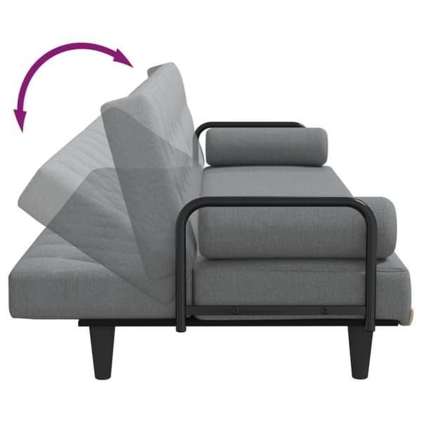 Bäddsoffa med armstöd ljusgrå tyg