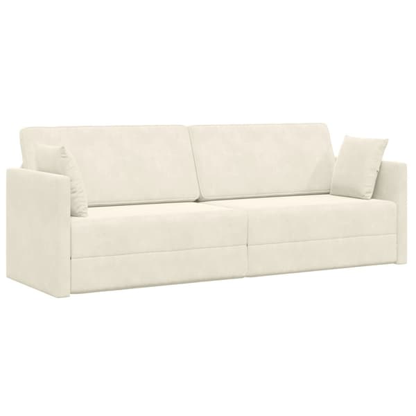 Golvbäddsoffa Kräm 213 x 70 x 77 cm Sammet