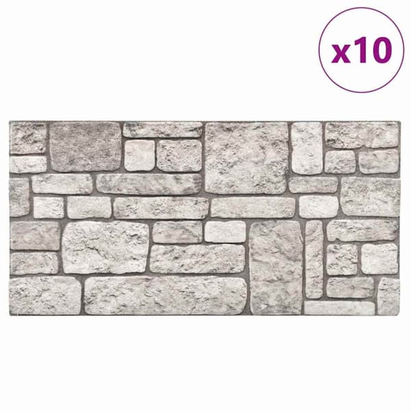 Väggpaneler 10 pcs Grå 100 x 50 cm EPS Skum