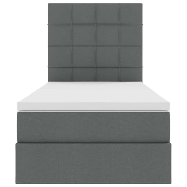 Förvaringssäng med LED med led Mörkgrå 90 x 200 cm Polyester
