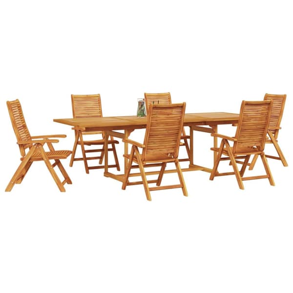 Trädgårdsmöbelset 7 pcs Brun Massivt Akaciaträ