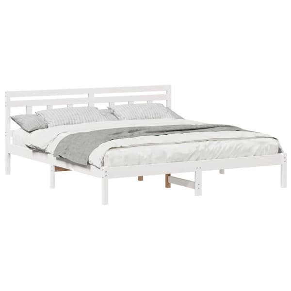 Sängram Vit 200 x 200 cm Massiv furu