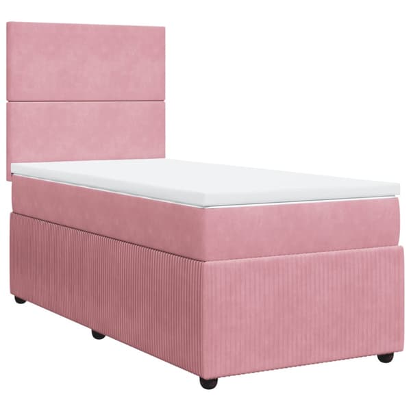 Ramsäng med madrass rosa 90x200 cm sammet