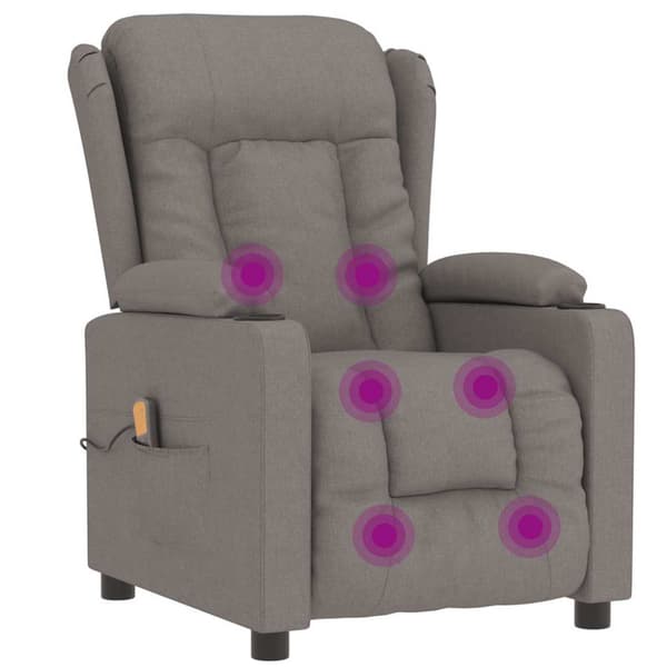 Massagefåtölj taupe tyg