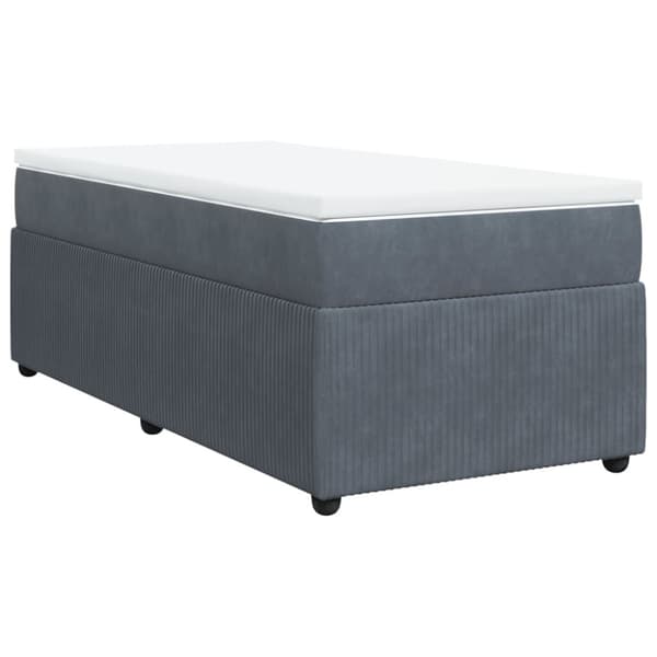 Ramsäng med madrass mörkgrå 80x200 cm sammet
