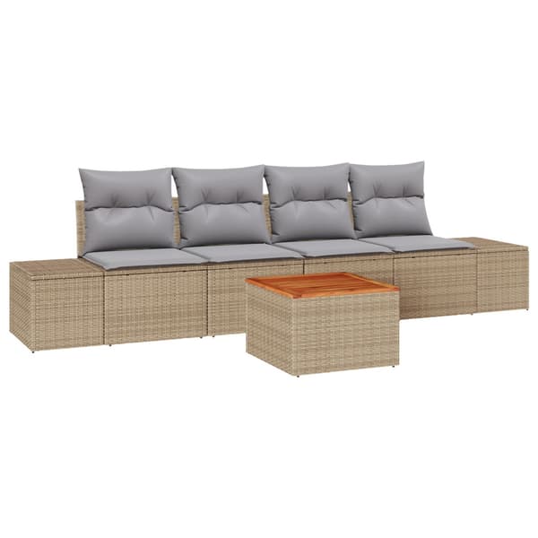 Trädgårdsoffset 5 pcs Beige och Ljusgrå konstrotting