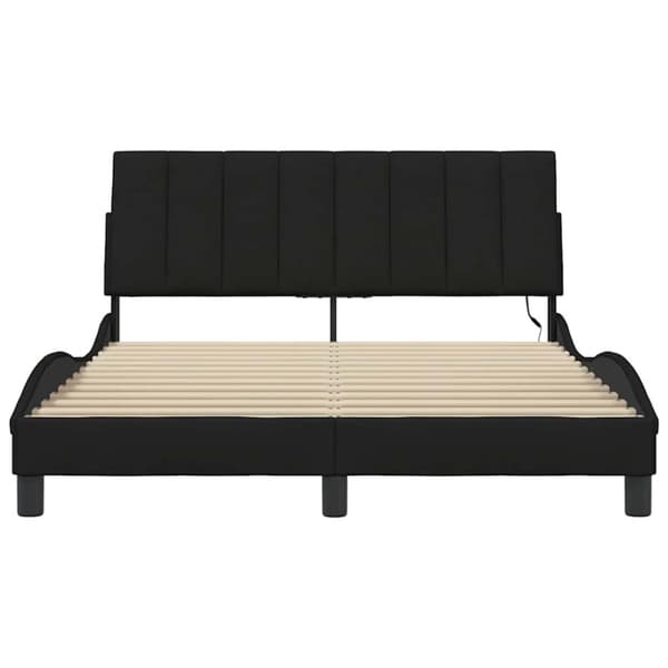 Bed Frame without Mattress "Hanko" Black 140x200cm Fabric