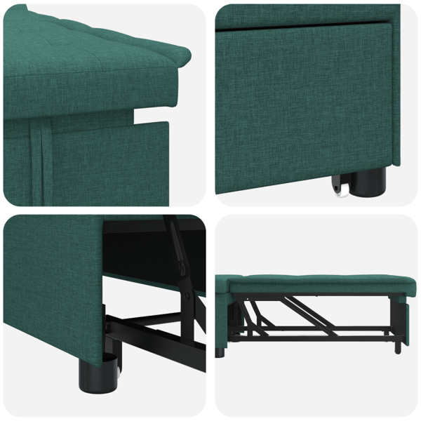 Pull Out Sofa Bed Mörkgrön 194 x 50 x 82 cm tyg