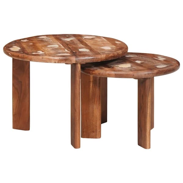 Nesting Kaffe Bord 2 pcs Flerfärgsdesign Massivt återvunnet trä