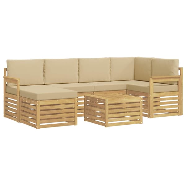 Utomhussoffset 7 pcs Vit och Beige 59 x 59 x 37 cm Polyester