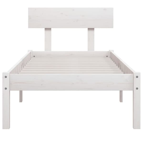Sängram vit massivt trä 75x190 cm