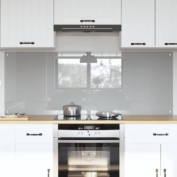 Köksskydd 2 pcs Ljusgrå 80 x 60 cm härdat glas