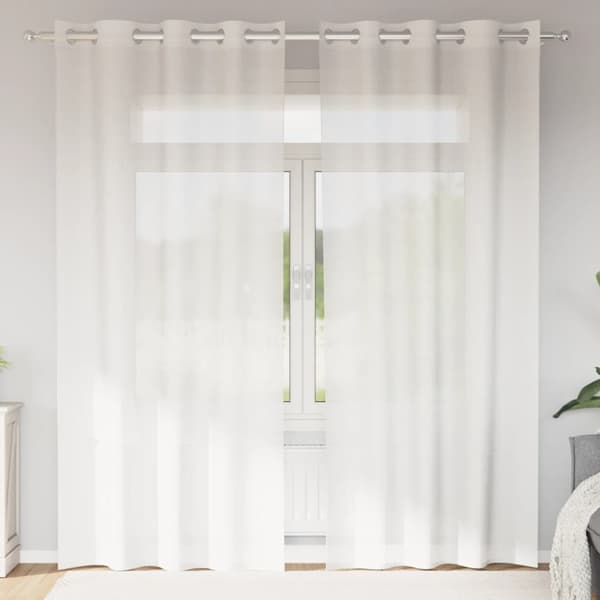Voile gardiner med genomföringar 2 st vit