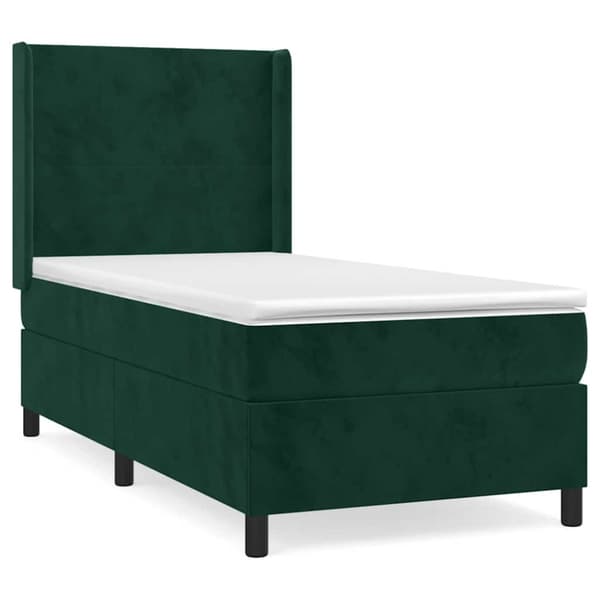Ramsäng med madrass mörkgrön 80x200 cm sammet