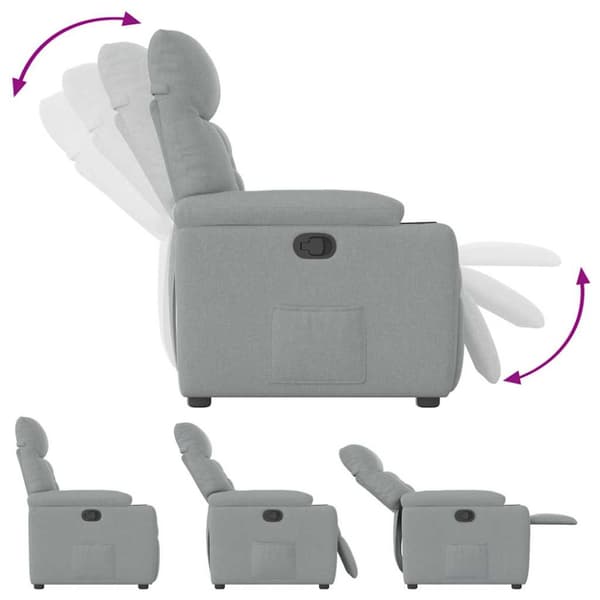 Reclinerfåtölj ljusgrå tyg