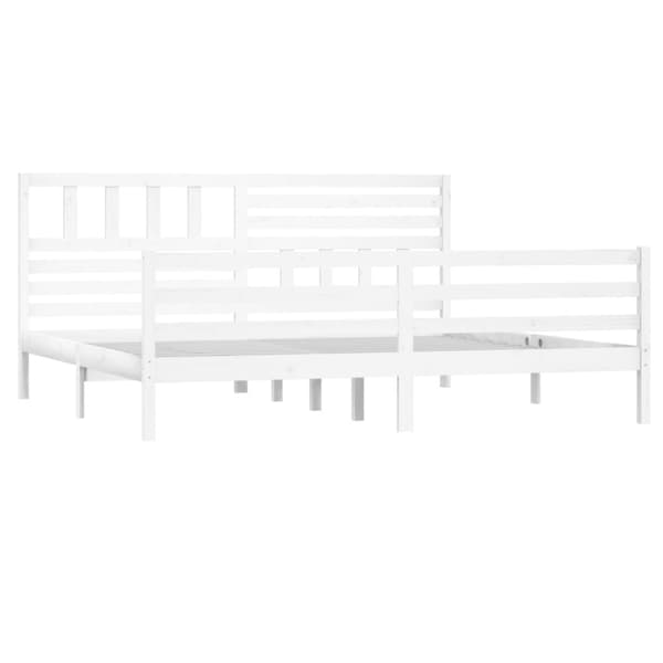 Sängram vit massivt trä 200x200 cm