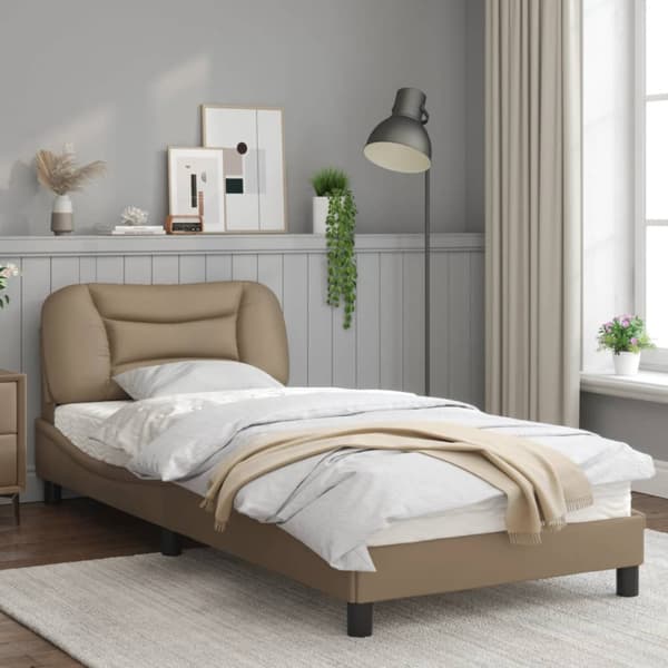Bed Frame with LED without Mattress "Hvar" Cappuccino 80x200 cm