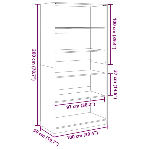 Garderob vit 100x50x200 cm konstruerat trä
