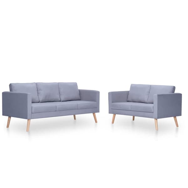 Soffgrupp med 2-sits och 3-sits tyg ljusgrå