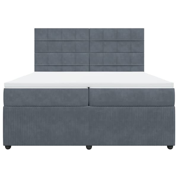 Ramsäng med madrass mörkgrå 200x200 cm sammet