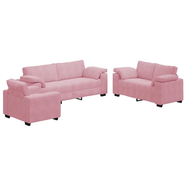 Soffgrupp med dynor 3 delar rosa sammet