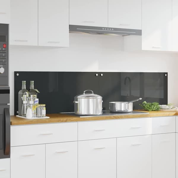 Köksskydd 2 pcs Mörkgrå 90 x 40 cm härdat glas