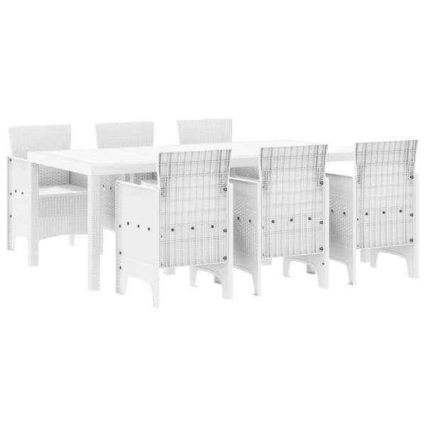Trädgårdsmöbelset 7 pcs Vit Polypropylen