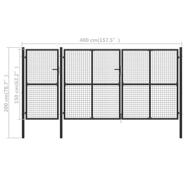 Trädgårdsgrind stål 400x150 cm antracit