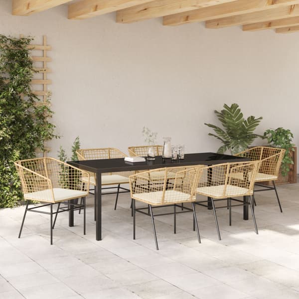 Trädgårdsmöbelset 7 pcs Brun konstrotting