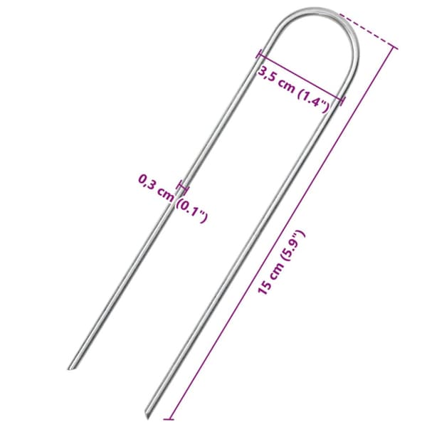 Markpinne U-format 50 st 15x3,5 cm galvaniserat stål