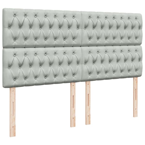 Ramsäng med madrass ljusgrå 180x200 cm sammet