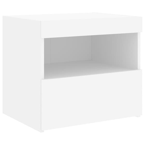 Sängbord med LED vit 50x40x45 cm
