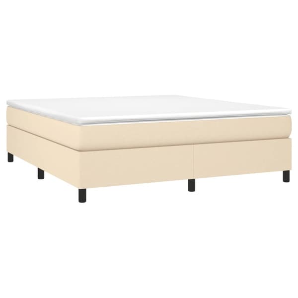 Boxspring-sängram gräddvit 180x200 cm tyg