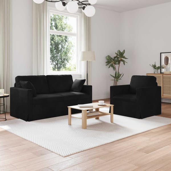 Soffset 2 pcs Svart 158 x 78 x 80 cm Sammet